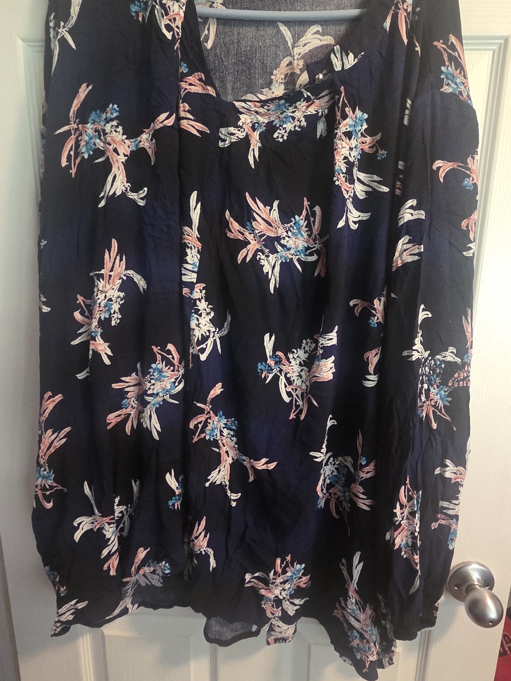 Lane Bryant Navy Floral Tunic with Pink & Blue Accents